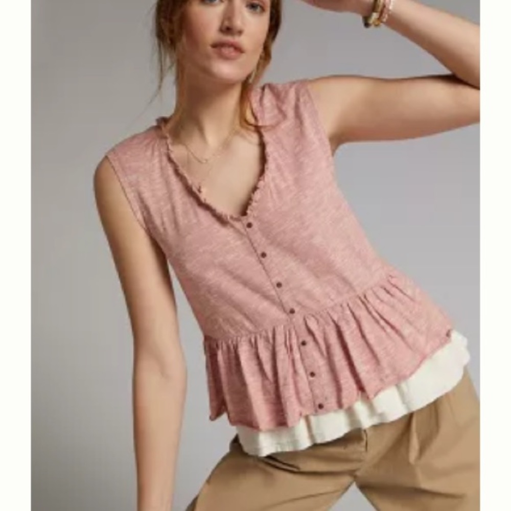 Anthropologie Ruffled Tank